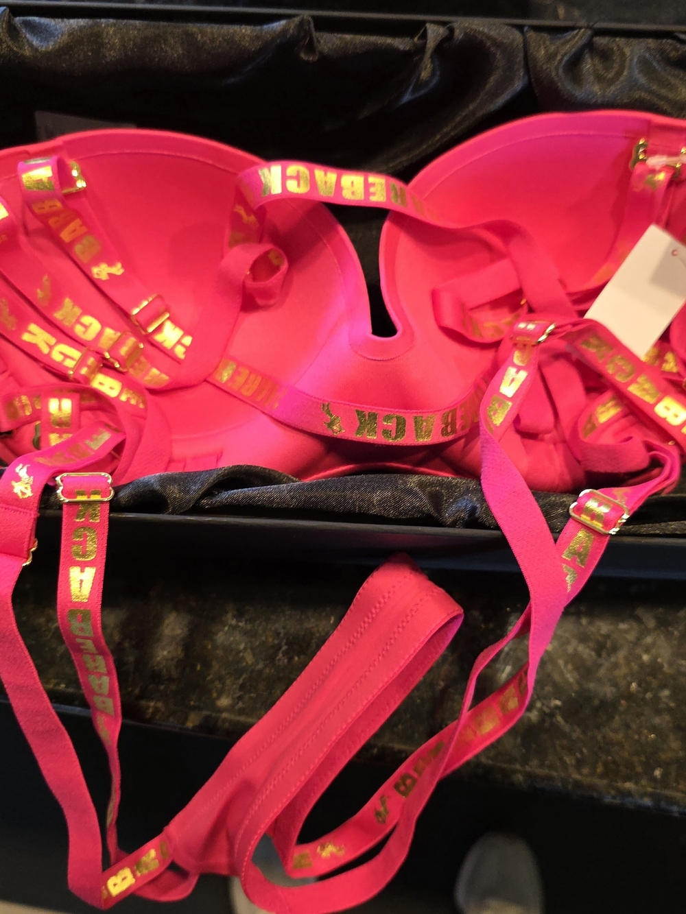 Neon Pink Bareback Bra , 34C